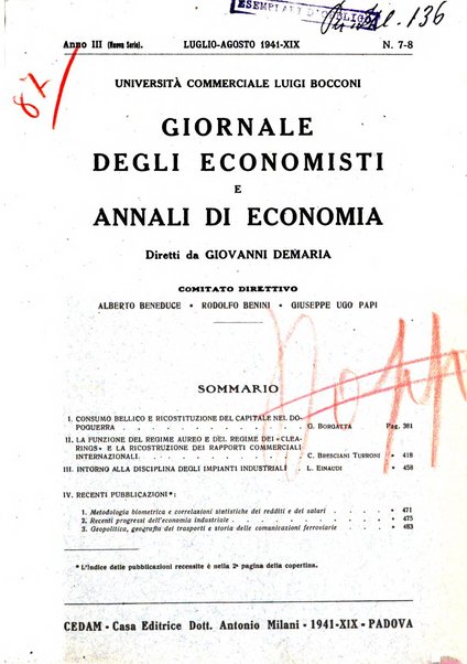 Giornale degli economisti e annali di economia