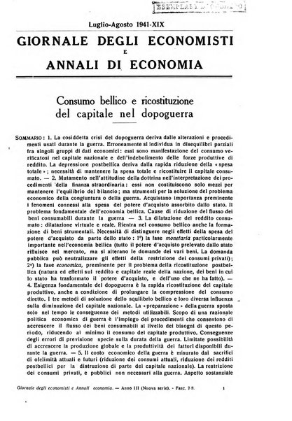 Giornale degli economisti e annali di economia