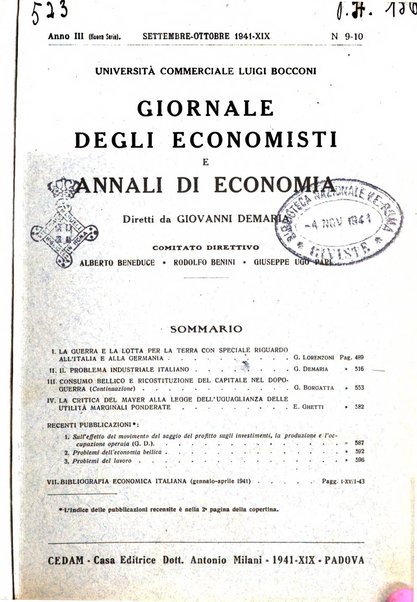 Giornale degli economisti e annali di economia