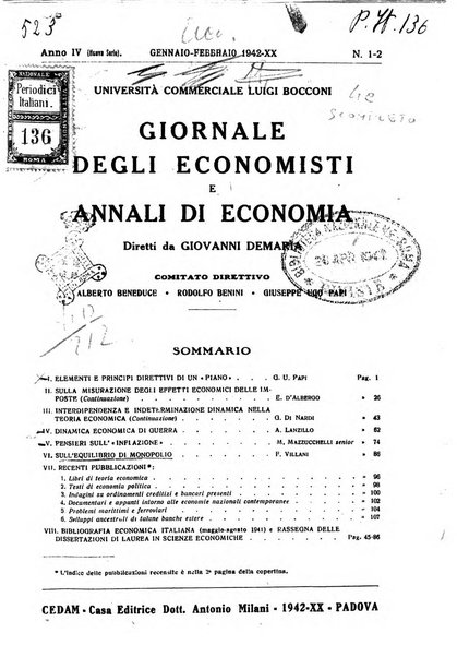 Giornale degli economisti e annali di economia