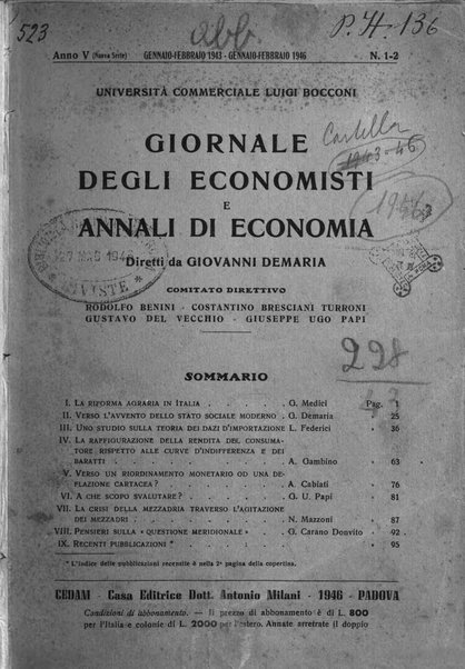 Giornale degli economisti e annali di economia