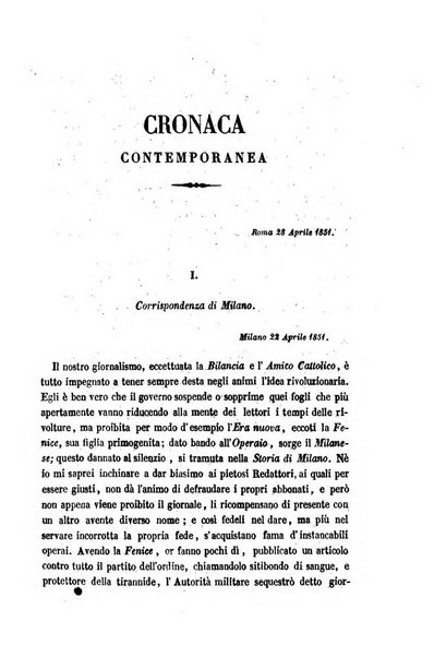 La civiltà cattolica pubblicazione periodica per tutta l'Italia