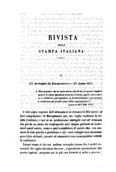 La civiltà cattolica pubblicazione periodica per tutta l'Italia