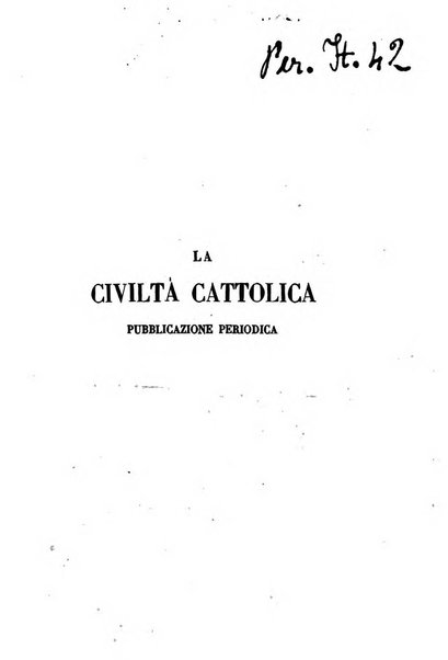 La civiltà cattolica pubblicazione periodica per tutta l'Italia