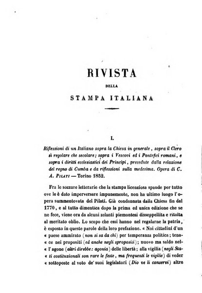 La civiltà cattolica pubblicazione periodica per tutta l'Italia