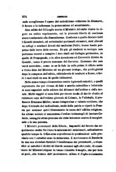 La civiltà cattolica pubblicazione periodica per tutta l'Italia