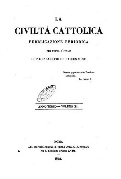 La civiltà cattolica pubblicazione periodica per tutta l'Italia