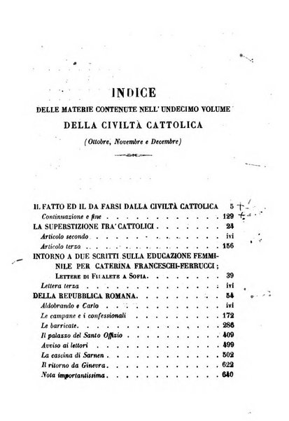 La civiltà cattolica pubblicazione periodica per tutta l'Italia