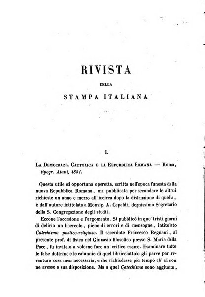 La civiltà cattolica pubblicazione periodica per tutta l'Italia