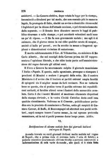 La civiltà cattolica pubblicazione periodica per tutta l'Italia