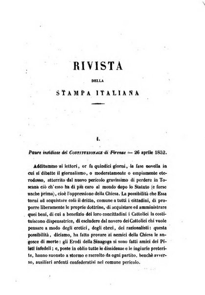 La civiltà cattolica pubblicazione periodica per tutta l'Italia