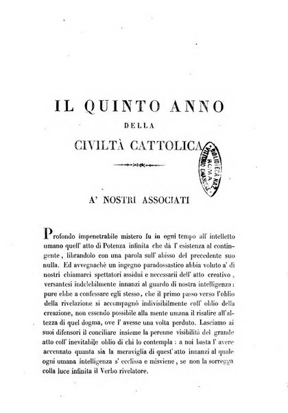 La civiltà cattolica pubblicazione periodica per tutta l'Italia