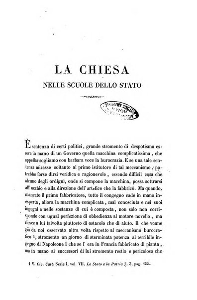 La civiltà cattolica pubblicazione periodica per tutta l'Italia