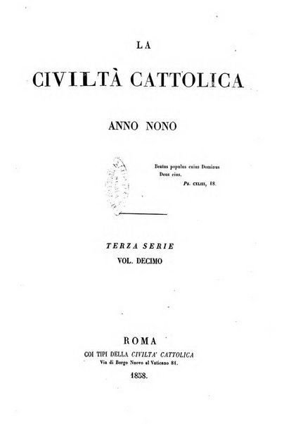 La civiltà cattolica pubblicazione periodica per tutta l'Italia