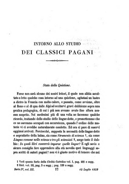 La civiltà cattolica pubblicazione periodica per tutta l'Italia