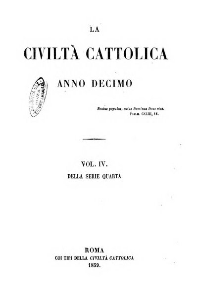 La civiltà cattolica pubblicazione periodica per tutta l'Italia