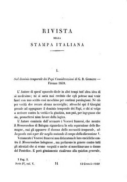 La civiltà cattolica pubblicazione periodica per tutta l'Italia