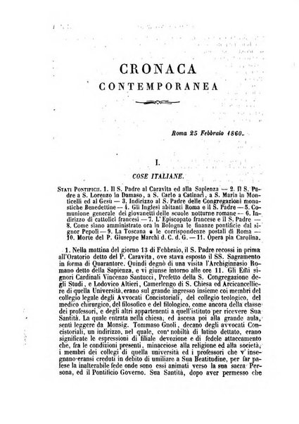 La civiltà cattolica pubblicazione periodica per tutta l'Italia