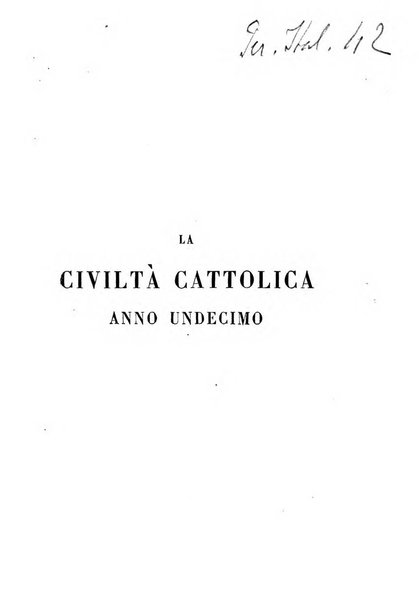 La civiltà cattolica pubblicazione periodica per tutta l'Italia