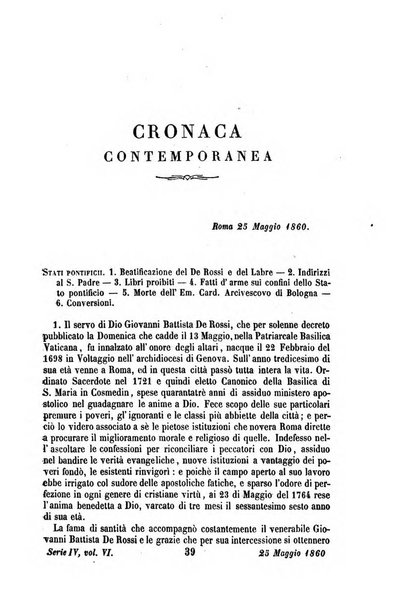 La civiltà cattolica pubblicazione periodica per tutta l'Italia