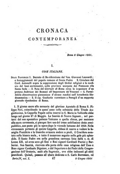 La civiltà cattolica pubblicazione periodica per tutta l'Italia