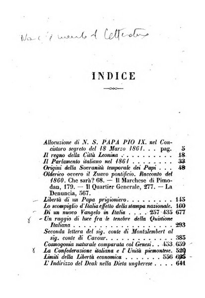 La civiltà cattolica pubblicazione periodica per tutta l'Italia