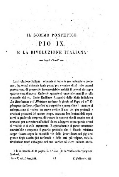 La civiltà cattolica pubblicazione periodica per tutta l'Italia