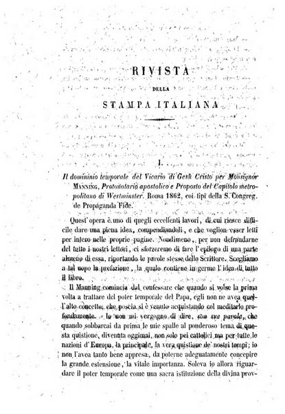 La civiltà cattolica pubblicazione periodica per tutta l'Italia