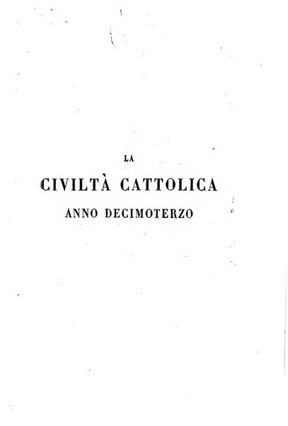 La civiltà cattolica pubblicazione periodica per tutta l'Italia