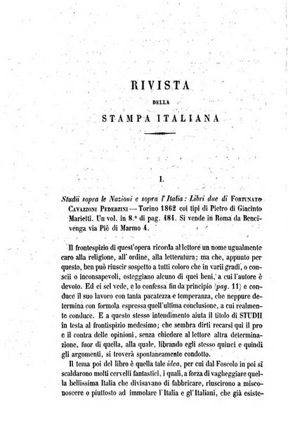 La civiltà cattolica pubblicazione periodica per tutta l'Italia