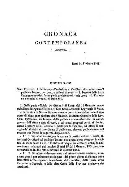 La civiltà cattolica pubblicazione periodica per tutta l'Italia