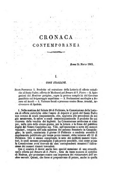 La civiltà cattolica pubblicazione periodica per tutta l'Italia