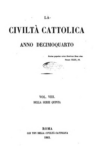 La civiltà cattolica pubblicazione periodica per tutta l'Italia