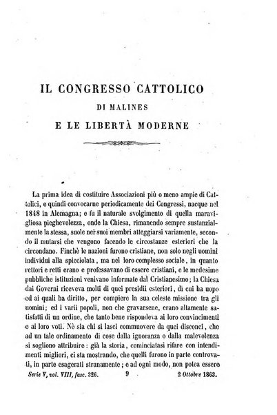 La civiltà cattolica pubblicazione periodica per tutta l'Italia