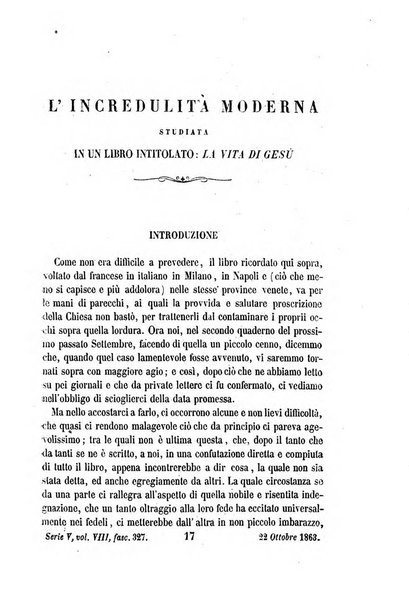 La civiltà cattolica pubblicazione periodica per tutta l'Italia