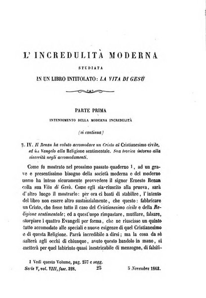 La civiltà cattolica pubblicazione periodica per tutta l'Italia