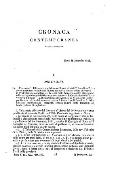 La civiltà cattolica pubblicazione periodica per tutta l'Italia