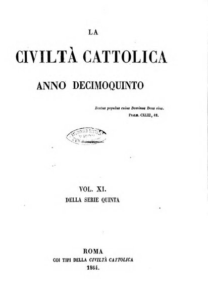 La civiltà cattolica pubblicazione periodica per tutta l'Italia