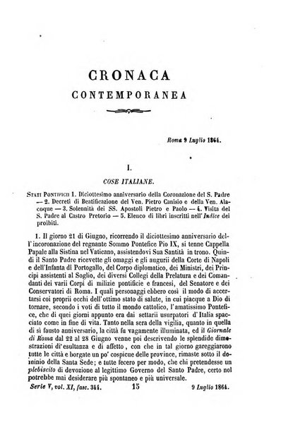 La civiltà cattolica pubblicazione periodica per tutta l'Italia