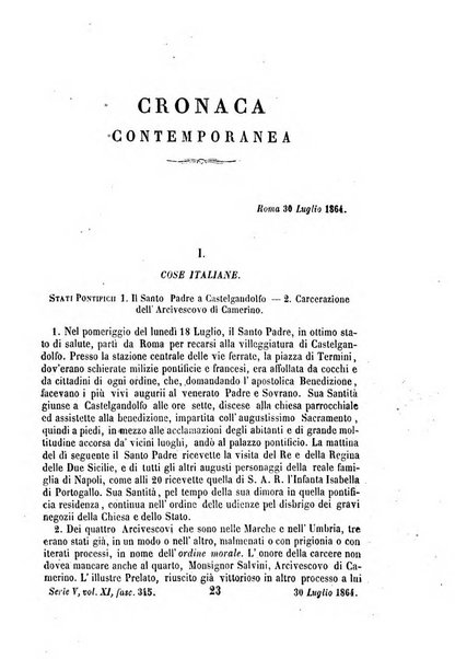 La civiltà cattolica pubblicazione periodica per tutta l'Italia