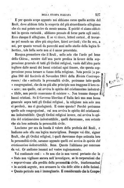 La civiltà cattolica pubblicazione periodica per tutta l'Italia