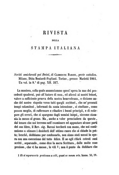 La civiltà cattolica pubblicazione periodica per tutta l'Italia