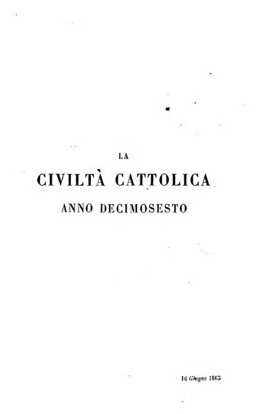 La civiltà cattolica pubblicazione periodica per tutta l'Italia