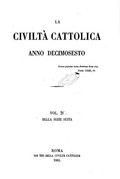 La civiltà cattolica pubblicazione periodica per tutta l'Italia