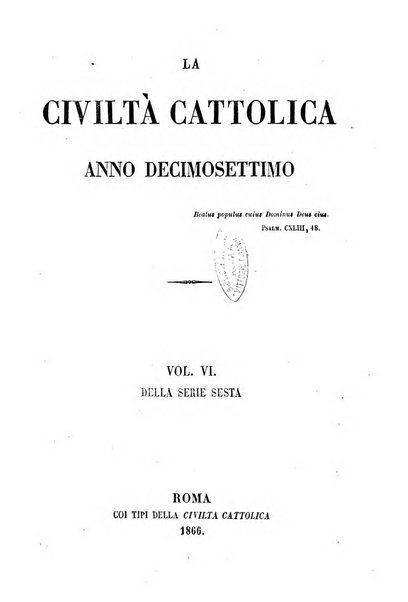 La civiltà cattolica pubblicazione periodica per tutta l'Italia