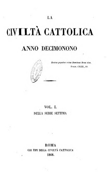 La civiltà cattolica pubblicazione periodica per tutta l'Italia