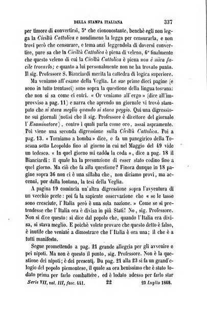 La civiltà cattolica pubblicazione periodica per tutta l'Italia