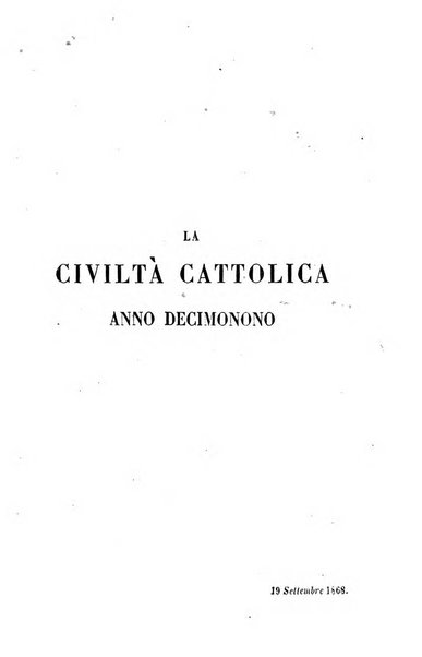 La civiltà cattolica pubblicazione periodica per tutta l'Italia