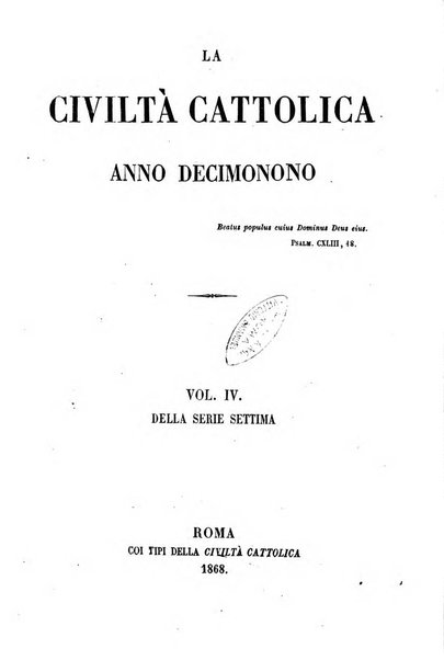 La civiltà cattolica pubblicazione periodica per tutta l'Italia