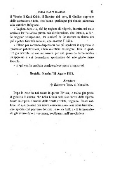 La civiltà cattolica pubblicazione periodica per tutta l'Italia